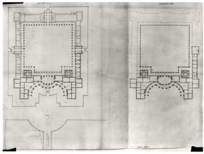 Twee plannen voor het eerste project voor het Louvre, uit 